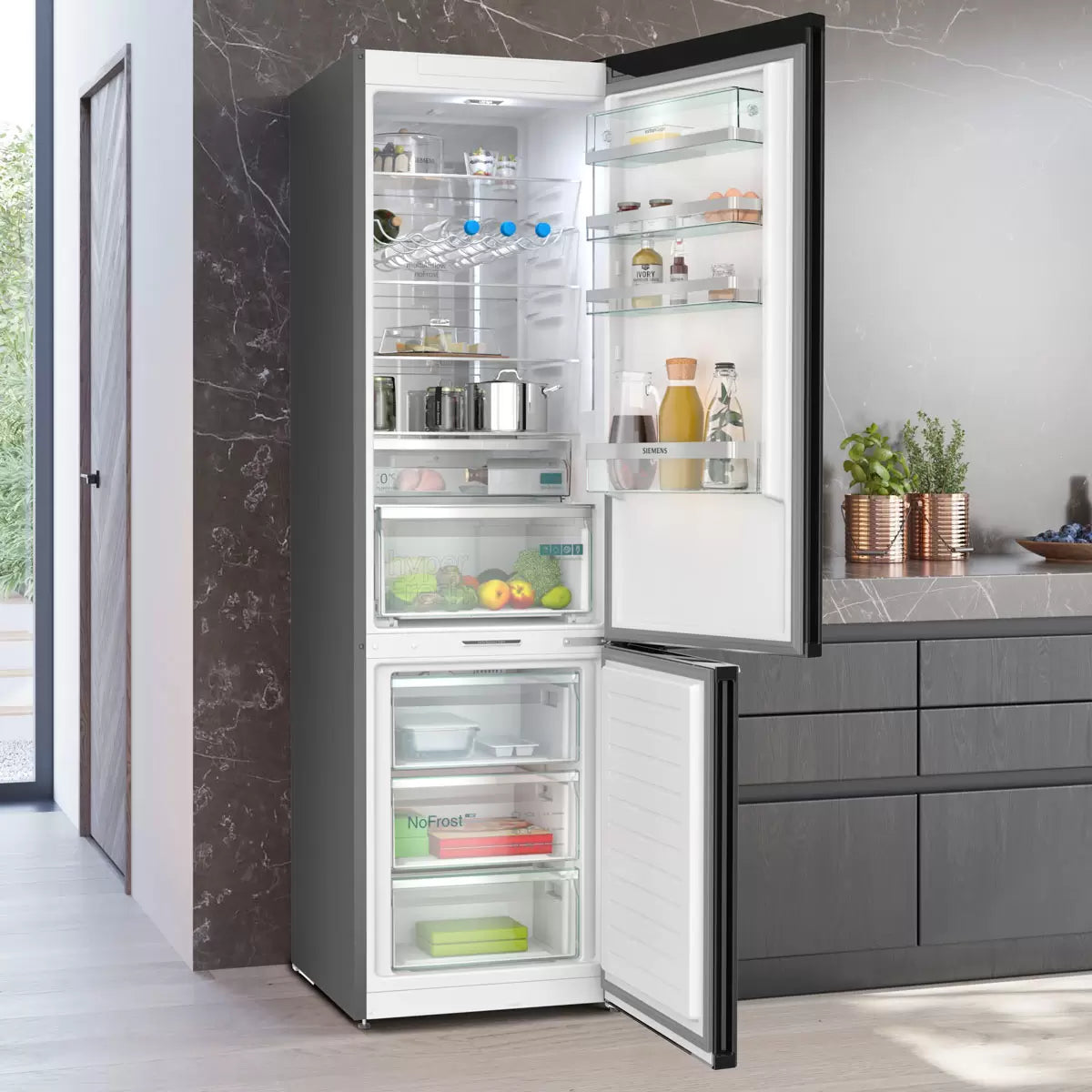 Siemens KG39NXXDFG Fridge Freezer, B Rated in Black Steel