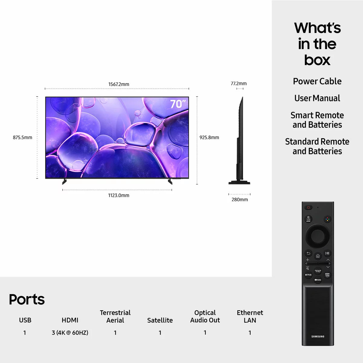 Samsung UE70U8000FKXXU 70 Inch LED 4K Ultra HD Smart TV