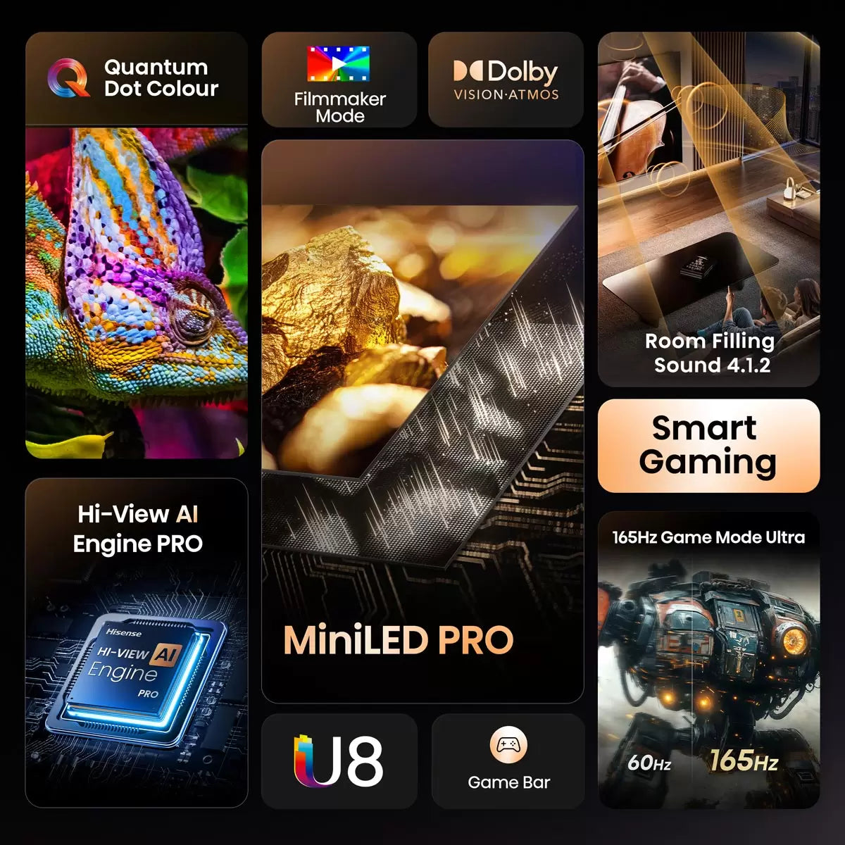 Hisense 65U8NQTUK 65 Inch Mini-LED 4K Ultra HD Smart TV
