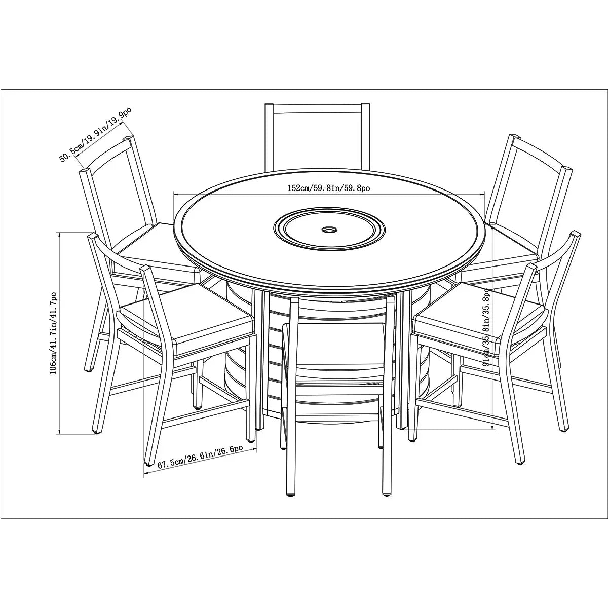 SunVilla Tully 7 Piece High Cushioned Dining Fire Set + Cover
