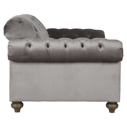 Bordeaux Button Back Grey Velvet 4 Seater Sofa – view 5