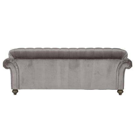 Bordeaux Button Back Grey Velvet 4 Seater Sofa – view 3