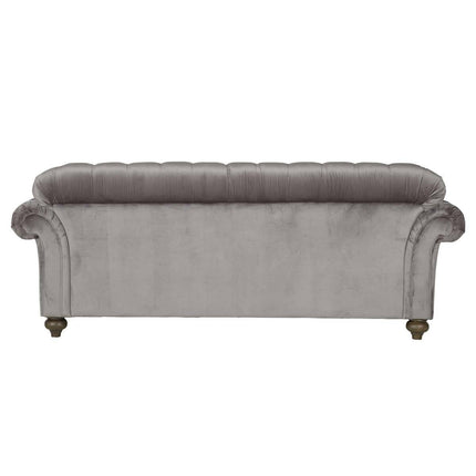 Bordeaux Button Back Grey Velvet 3 Seater Sofa – view 3