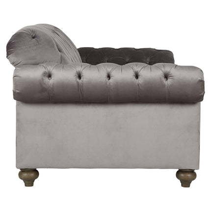 Bordeaux Button Back Grey Velvet 2 Seater Sofa – view 5