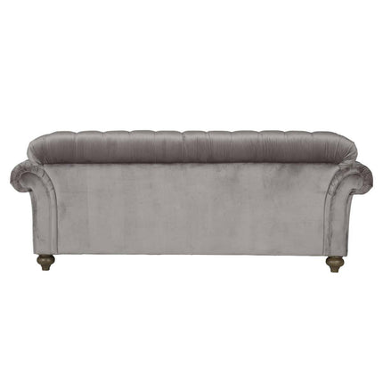 Bordeaux Button Back Grey Velvet 2 Seater Sofa – view 3