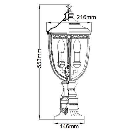 Feiss English Bridle 3 Light Exterior Pedestal Lantern – view 2