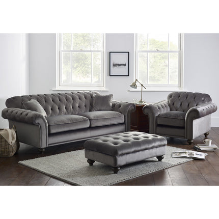 Bordeaux Button Back Grey Velvet 2 Seater Sofa – view 4