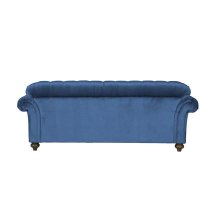 Bordeaux Button Back Blue Velvet 4 Seater Sofa – view 3