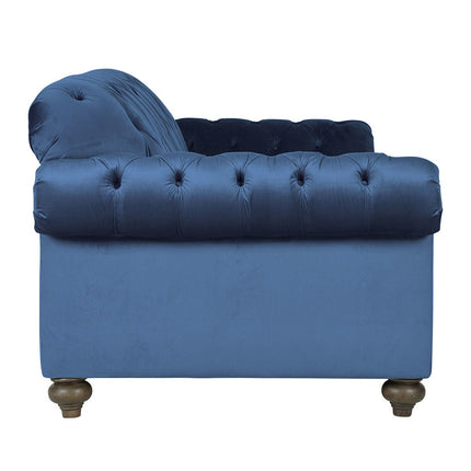 Bordeaux Button Back Blue Velvet 2 Seater Sofa – view 5