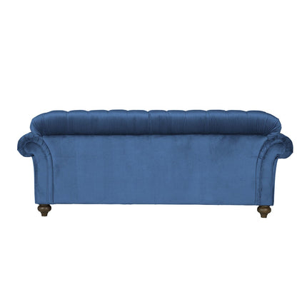 Bordeaux Button Back Blue Velvet 2 Seater Sofa – view 3