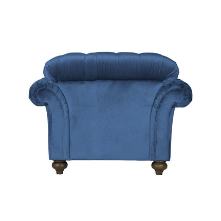 Bordeaux Button Back Blue Velvet Armchair – view 3