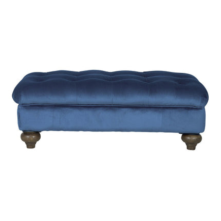 Bordeaux Blue Velvet Footstool – view 4