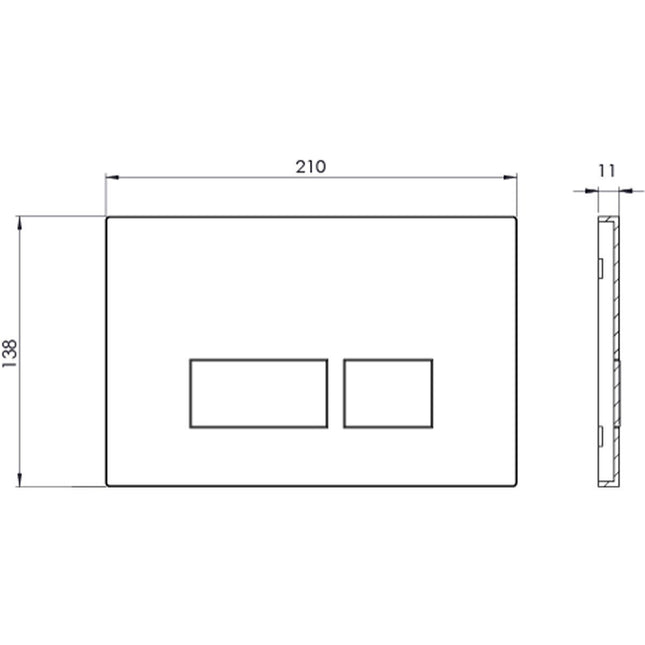Tavistock Square Dual Flush Plate in Black – view 2