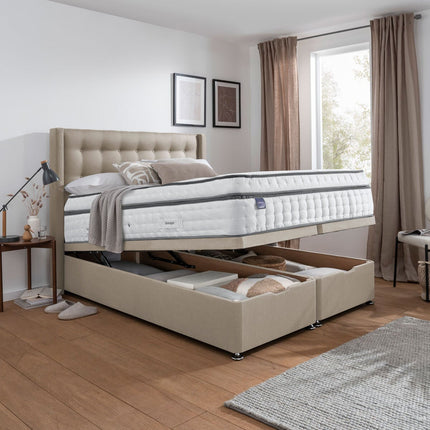 Silentnight Full Ottoman Divan Base with Bloomsbury Headboard in 4 Colours & 3 Sizes – view 2