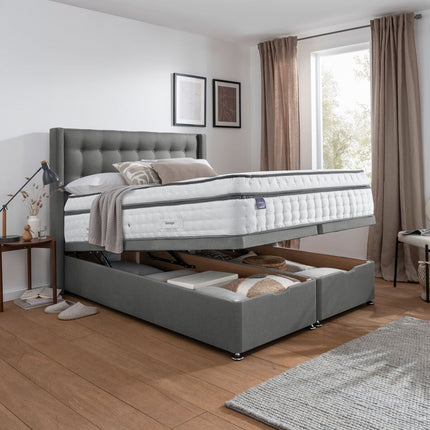 Silentnight Full Ottoman Divan Base with Bloomsbury Headboard in 4 Colours & 3 Sizes – view 3