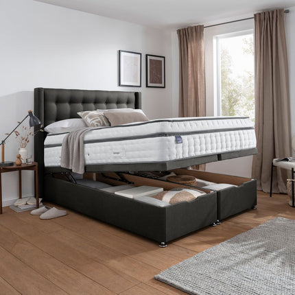 Silentnight Full Ottoman Divan Base with Bloomsbury Headboard in 4 Colours & 3 Sizes – view 4