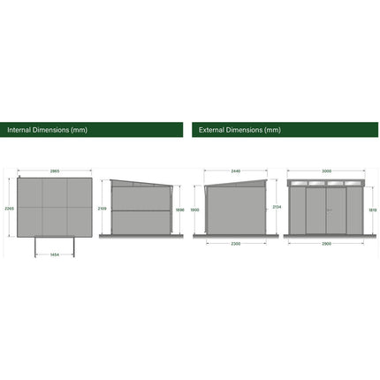 Stone Garden 10ft x 8ft (3m x 2.4m) Two Door Steel Shed in 2 Colours – view 3