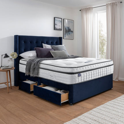 Silentnight Velvet Continental Divan Base with Bloomsbury Headboard in 2 Colours & 3 Sizes – view 2