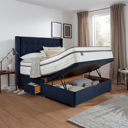 Silentnight Velvet Ottoman Divan Base with Bloomsbury Headboard in 2 Colours & 3 Sizes – view 2
