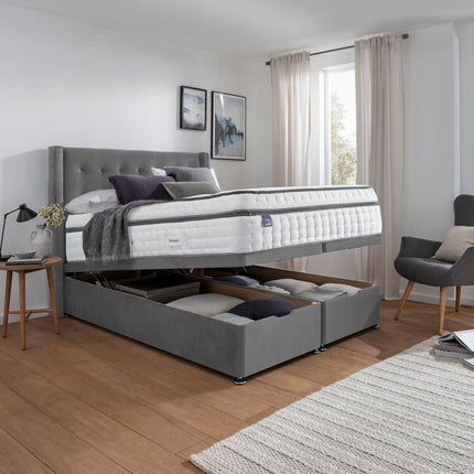 Silentnight Velvet Full Ottoman Divan Base with Bloomsbury Headboard in 2 Colours & 3 Sizes – view 2