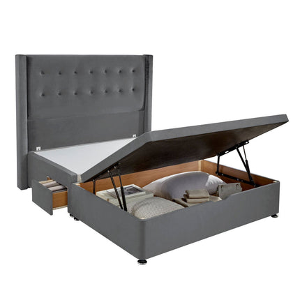 Silentnight Velvet Ottoman Divan Base with Bloomsbury Headboard in 2 Colours & 3 Sizes – view 3