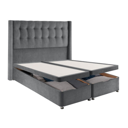 Silentnight Velvet Full Ottoman Divan Base with Bloomsbury Headboard in 2 Colours & 3 Sizes – view 3