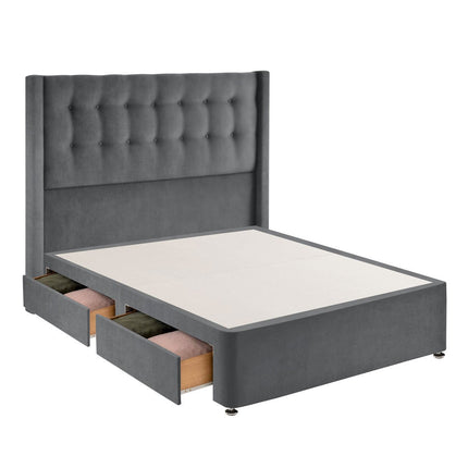 Silentnight Velvet 4 Drawer Divan Base with Bloomsbury Headboard in 2 Colours & 3 Sizes – view 3