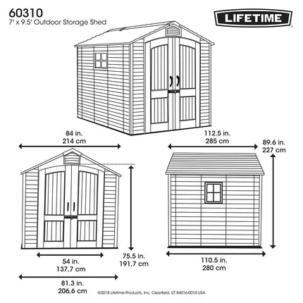 Lifetime 7ft x 9ft 6" (2.1x 2.9m) Rough Cut Storage Shed - Model 60310 – view 2