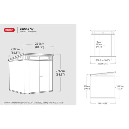 Keter Cortina 7ft 1" x 7ft 1" (2.16 x 2.16m) Storage Shed – view 2