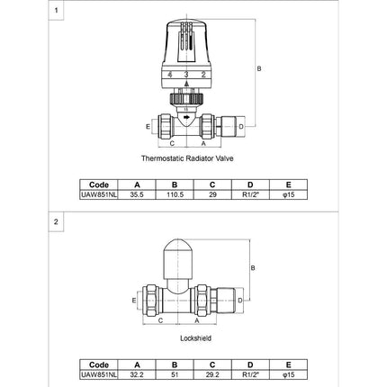 Ultraheat Thermostat Straight Valves + L/S (Set) – view 2