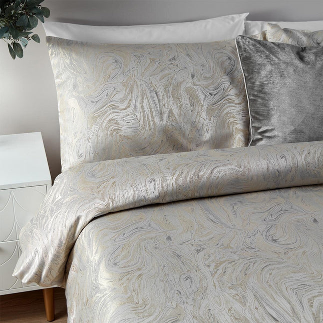 Paoletti Marble Oyster Duvet Cover Set, in 3 Sizes – view 2