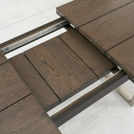 Bentley Designs Tivoli Dark Oak Extending Dining Table + 6 Black Cantilever Chairs, Seats 6-8 – view 3
