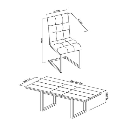 Bentley Designs Tivoli Dark Oak Extending Dining Table + 6 Black Cantilever Chairs, Seats 6-8 – view 2