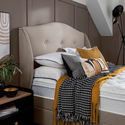Silentnight Camden Sandstone Fabric Full Height Headboard in 3 Sizes – view 2