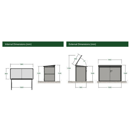 Stone Garden 6ft 5" x 2ft 11" (1.95 x 0.9m) 2,018 Litre Horizontal Storage Shed in Two Colours – view 3