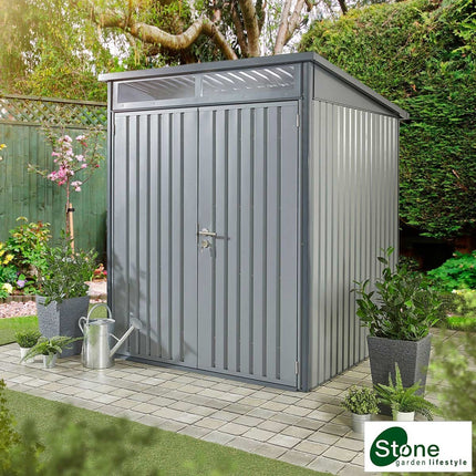 Stone Garden 5ft 11" x 5ft 11" (1.8m x 1.84m) Two Door Steel Shed in 2 Colours – view 2