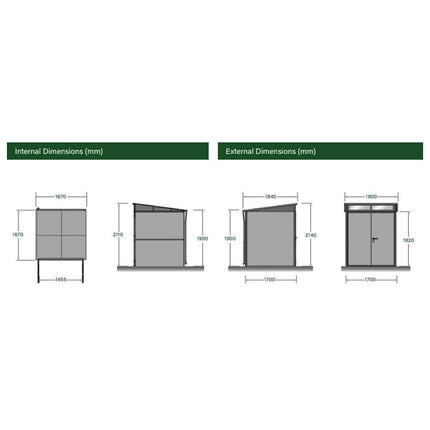 Stone Garden 5ft 11" x 5ft 11" (1.8m x 1.84m) Two Door Steel Shed in 2 Colours – view 3