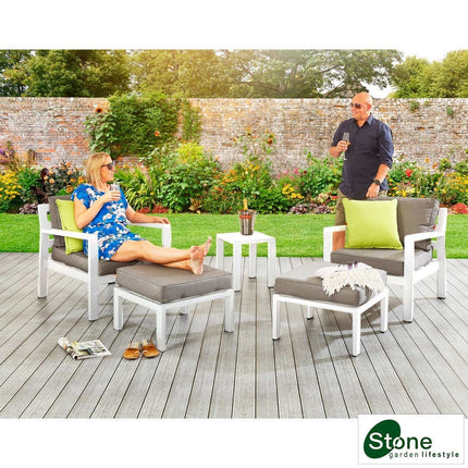 Stone Garden 5 Piece Armchair and Footstool Patio Set in Two Colours – view 2