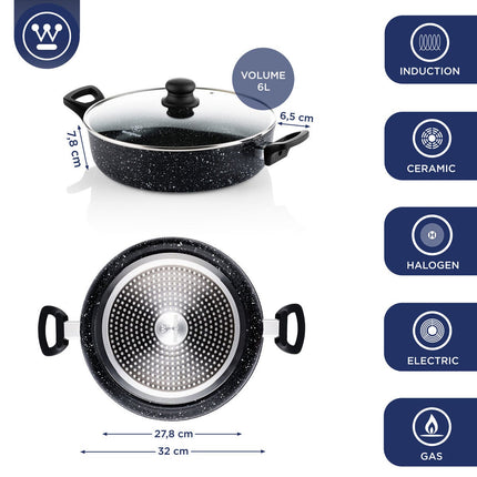 Westinghouse Low Non-Stick Casserole with Lid, 32cm – view 4
