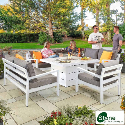 Stone Garden 4 Piece Deep Seating Corner Fire Patio Set in Two Colours – view 2