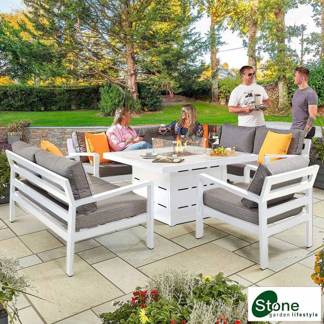 Stone Garden 4 Piece Deep Seating Corner Fire Patio Set in Two Colours – view 2
