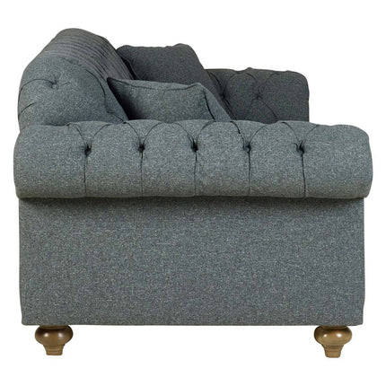Bordeaux Button Back Blue Fabric 4 Seater Sofa – view 4