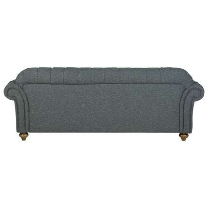 Bordeaux Button Back Blue Fabric 4 Seater Sofa – view 5