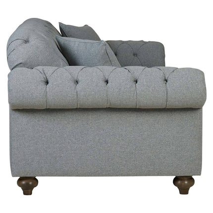 Bordeaux Button Back Grey Fabric 4 Seater Sofa – view 4