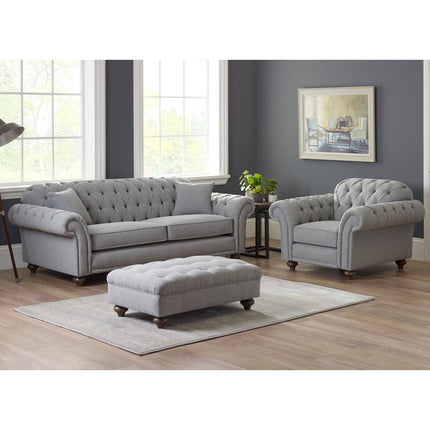 Bordeaux Button Back Grey Fabric 4 Seater Sofa – view 6