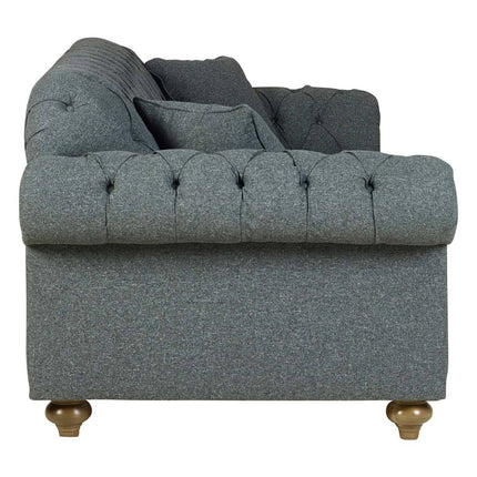 Bordeaux Button Back Blue Fabric 3 Seater Sofa – view 4