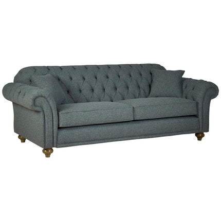 Bordeaux Button Back Blue Fabric 3 Seater Sofa – view 3