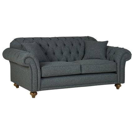 Bordeaux Button Back Blue Fabric 2 Seater Sofa – view 3