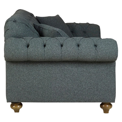 Bordeaux Button Back Blue Fabric 2 Seater Sofa – view 4