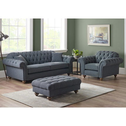 Bordeaux Button Back Blue Fabric 2 Seater Sofa – view 6